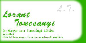 lorant tomcsanyi business card
